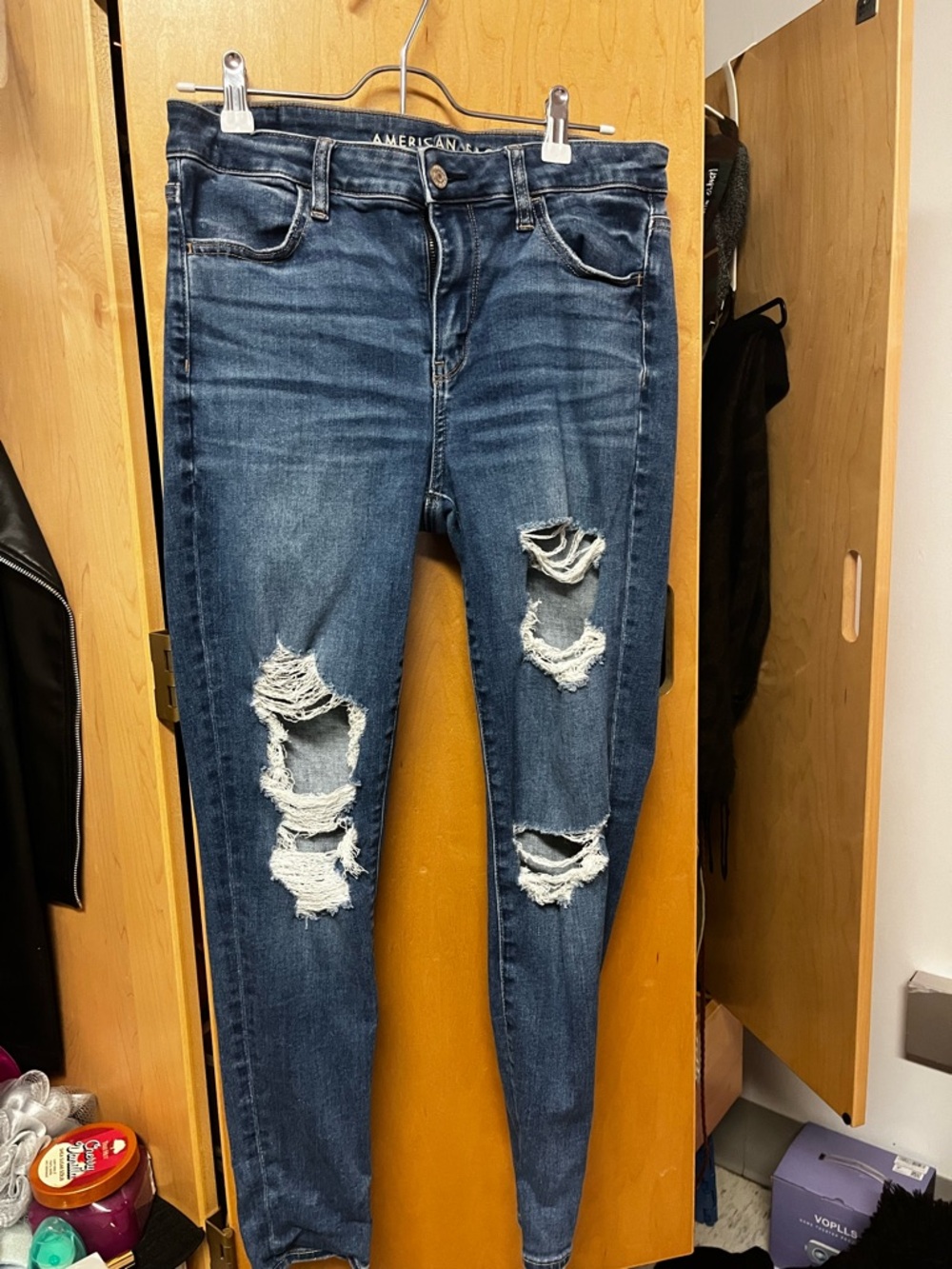American Eagle Outfitters Women’s Distressed Skinny Jeans - Dark Blue